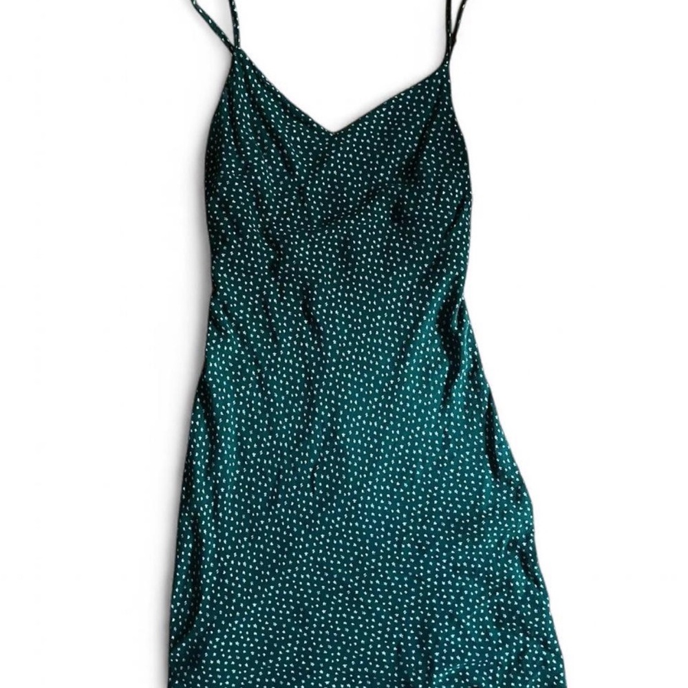 Elegant Teal Polka Dot Dress